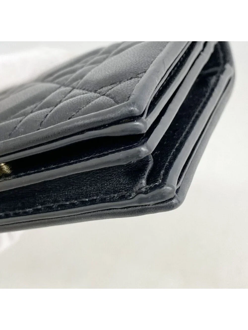 Dior Wallet Cannage Leather Black Champagne Gold